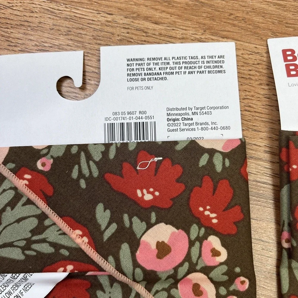 Boots & Barkley 2 Pack Matching Pet Bandanas Brown Floral Dog Cat NEW‎